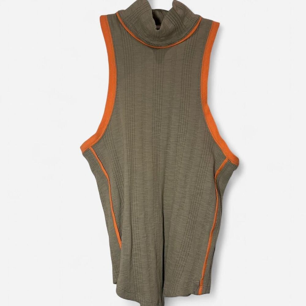 Free People Marley Olive Orange Ribbed Mock Neck Tank XS | Indie Soft Girl